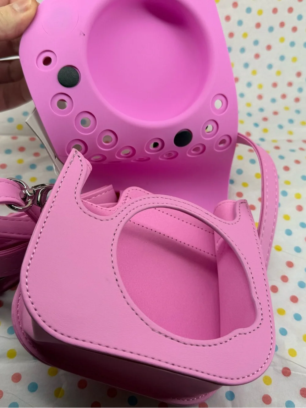 Pink Silicone Camera Crossbody Bag